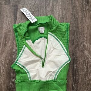 BDG Green Sleeveless Zip-Up Top